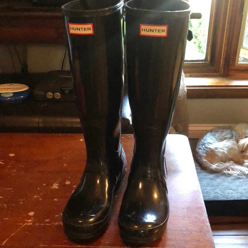Hunter Original Back Adjustable Gloss Rain Boots EUC